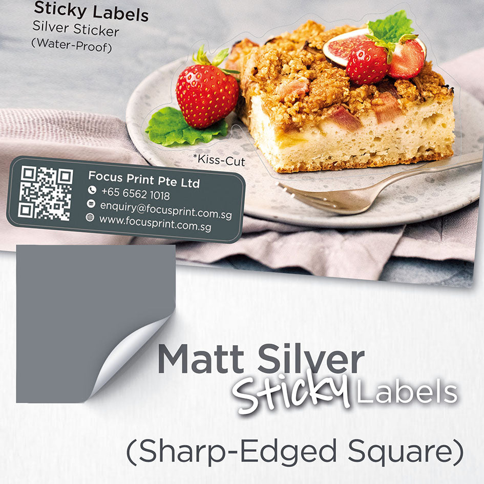 Matt Silver Sticker (Sharp-Edged Square) Water-Proof - Focus Print Pte Ltd